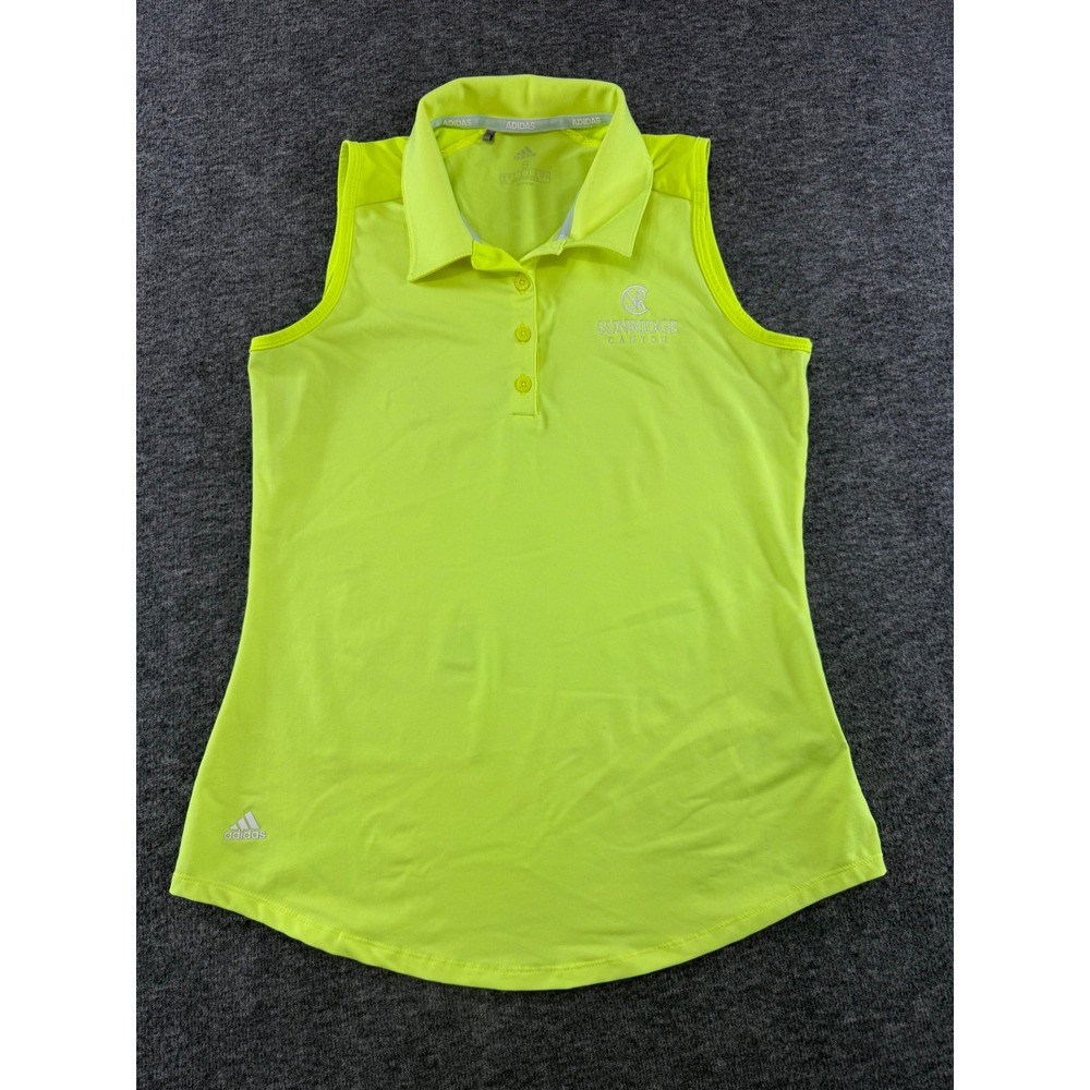 Adidas Womens Neon Yellow Sunridge Canyon‎ Sleeveless Golf Polo Shirt Size S